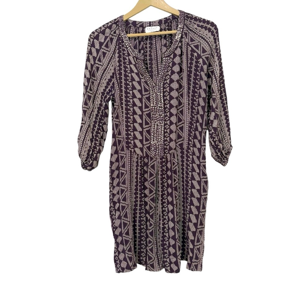 Velvet‎ By Graham & Spencer Purple Embroidered Dress Medium Aztec Southwestern